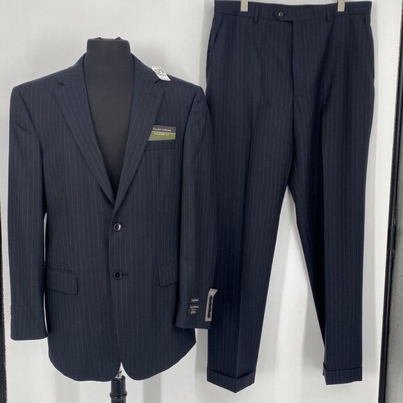 New Jos.A Bank Traveler’s Collection Men's Jacket Pants Suit 2 Piece Black *FLAW - Picture 1 of 17